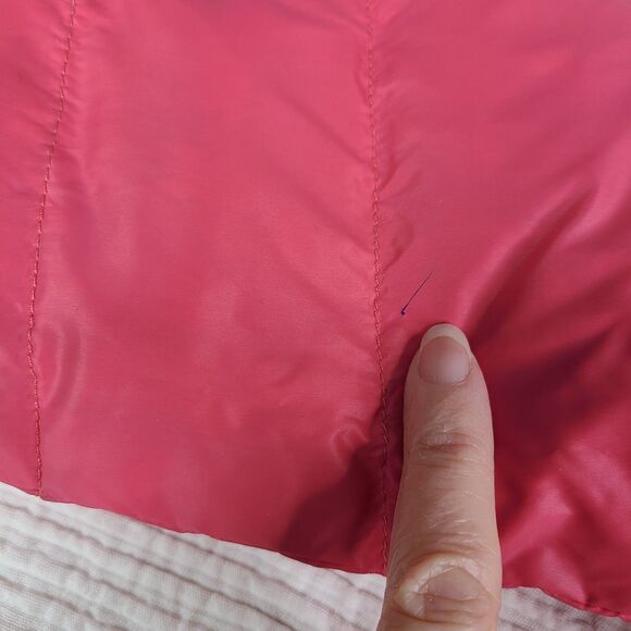 Hanna Andersson Reversible Down Puffer Jacket Quilted Pink Geo Sz 80 *spots - Picture 16 of 16